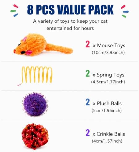 LOS ANDES 3-Way Y Cat Tunnel Toy Bundle with 8 Pcs Interactive Pet Toys for Indoor Cats Rabbits