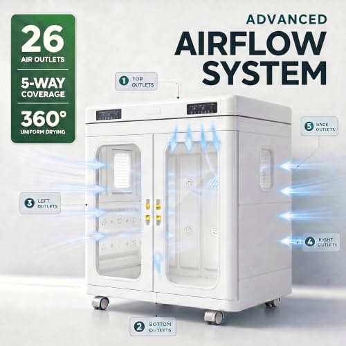 430L Smart Pet Dryer Box: for Large Breeds up to 130 lbs & Multi-Pet Homes | 26-Vent 360° Gentle Dry | <40dB Ultra-Quiet | Negative Ion Care | Foldable All-Season Cabin