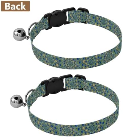 Peacock Feathers Pet Collar 2 Pack Adjustable Pet Collar Length 10.6" to 17.1"