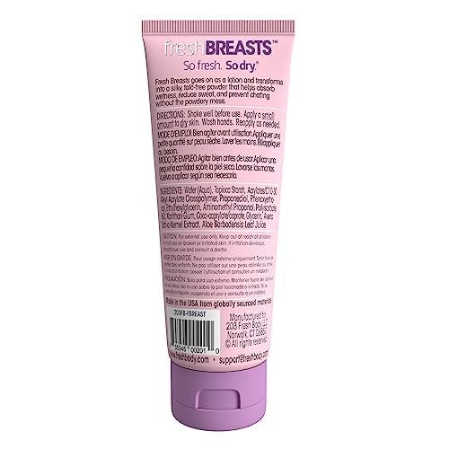 Fresh BREASTS Anti Chafing Deodorant Lotion to Powder, 3.4oz (2 Pack) - Anti Chafe Cream Whole Body Deodorant for Women, Inner Thighs & Areas that Sweat, No Talc, Aluminum or Added Fragrance