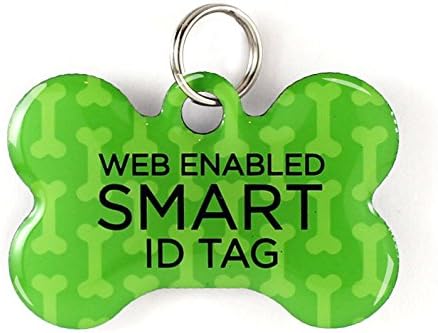 Dynotag® Web Enabled Super Pet ID Smart Tag with DynoIQ™ & Lifetime Recovery Service. Play Series: Bone (Green Classic)