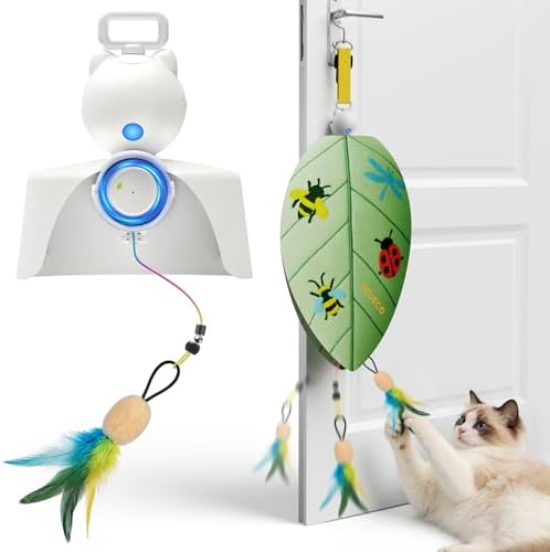ROJECO Interactive Cat Toys,Automatic Feather & Mouse Door Hanging Cat Toys