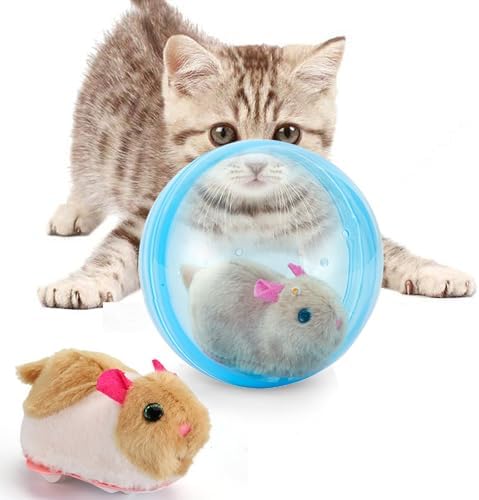 Automatic Animal Pet Rolling Ball,Hamster Ball for Cats Interactive,Hamster in Rolling Balls Smart Cat Toy (Blue)