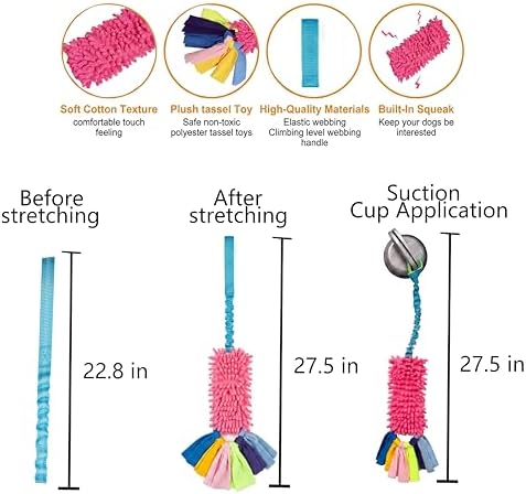 Dog Tug Toy, Self-Play Interactive Teeth Cleaning Toy for Boredom Relief, Chew Toy for Small Medium Dogs, 23.6" Rope for Aggressive Chewers (Red)