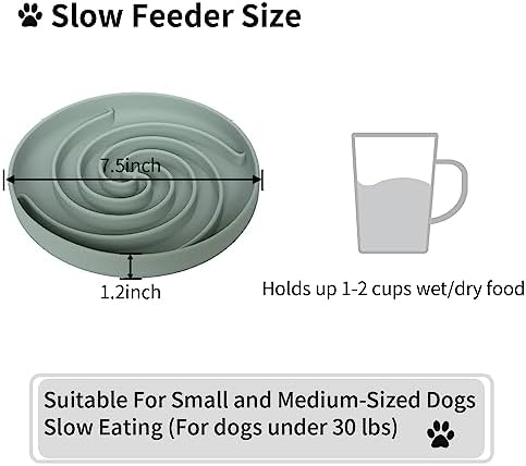 Bifeaw Slow Feeder Dog Bowls, Dishwasher Microwave Safe Silicone Puppy Puzzle Bowl with Non-Slip Design for Eating (Grey Green)