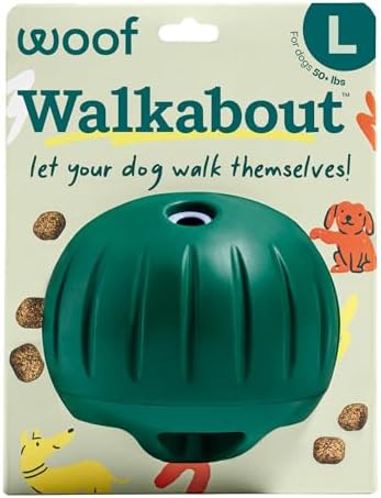 Woof Walkabout Dog Puzzle Treat Dispenser Toy for Dogs 40 lbs & Up | Adjustable treat openings, fits kibble & treats, durable rubber, dishwasher safe, easy to clean