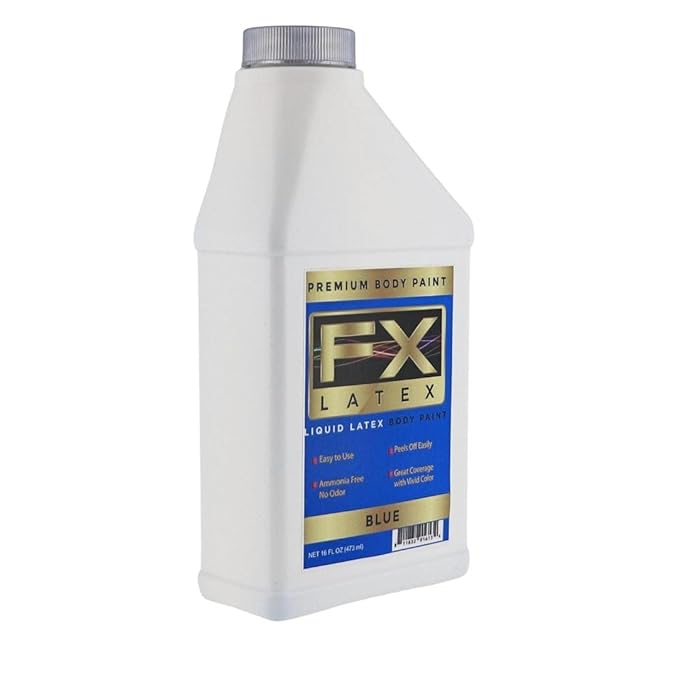 Liquid Latex - Face and Body Paint, Ammonia Free, Easy On and Off, Cosplay Makeup, Create Professional Monster, Zombie Arts 16 Oz (Blue)