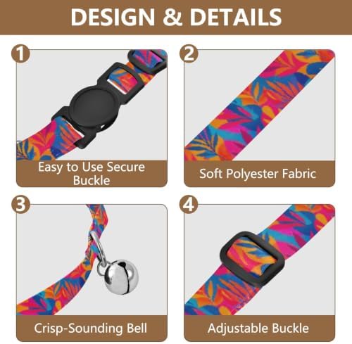 Colorful Palm Trees Puppy Collar 2 Pack Soft Polyester Pet Collar Adjustable Length 10.6" to 17.1"