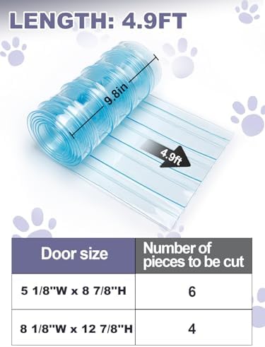 9.8in x 4.9ft Door Replacement Flaps for Dog House - Easy to Cut & Install Transparent Vinyl Strip for Doggie/Doggy/Cat Entry Door | Easy to Install & Cut Transparent Vinyl Strip for Doggie/Doggy/Cat Entry Door
