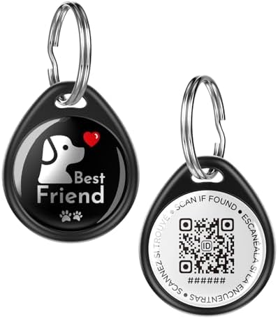 QR Code Dog Tag and Cat Tag, Scan to Reunite Faster, Waterproof and Durable, Lightweight and Quiet, Updatable Contact Info, with Best Friend Design