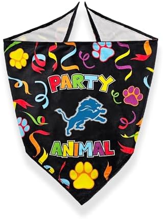 NFL Detroit Lions Pet Birthday Bandana, NFL Dog Birthday Party Set and Costume, Licensed Dog & Cat Birthday Party Scarf, Football Team Pet Outfit, Puppy Bday Accessory, Size Small/Medium