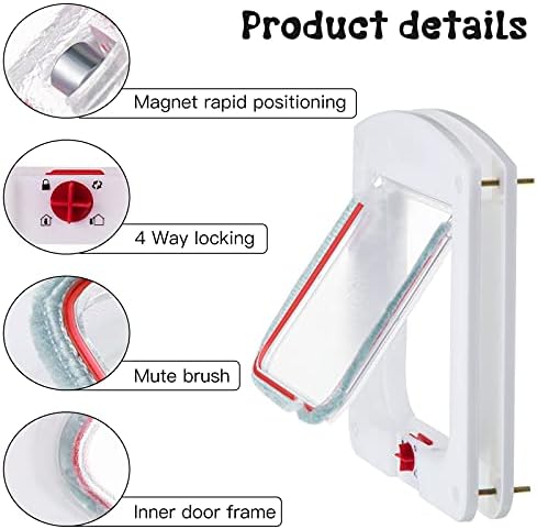 Saintrygo Cat Door Interior Door/Exterior Door 4 Way Rotary Locking Flap Cat Doors for Outdoor Indoor Weatherproof Pet Doors for Cats & Dogs Circumference < 23", Outer Size 9.61" x 7.99"