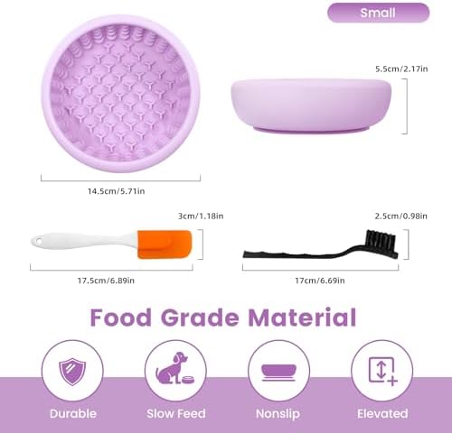 Dog Slow Feeder Licking Bowl,Freezeable Anxiety Relief Treat Dispenser, Non-Slip Anti-chocking Pet Dish, Interactive Puzzle Toy for Small Medium Breed,Freezable BPA Free Silicone Dishwasher Safe