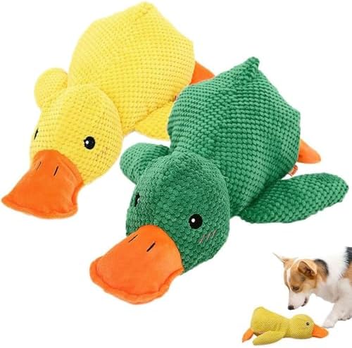 2026 New Mellow Calming Duck Dog Toy, Calming Duck Toy for Dogs, Interactive Toy with Quack Sound, Soft Plush Stuffed Calming Duck Pillow, Durable Stuffed Dog Puppy Toys for Puppy Keep Busy (A+C)