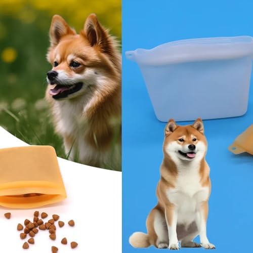 2 Pack Dog Treat Pouch Mini Training Bag with Closure Seal Clip 4oz Silicone Waterproof Pouches Carrier Dispenser for Puppy Small Dogs Pet Snack Leash Attachement