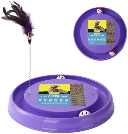 Interactive Cat Ball Track Toy Cat Scratcher, Purple