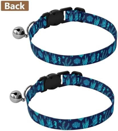 Underwater Mermaid Ocean Navy Kitten Collar 2 Pack Collar for Puppy Adjustable 10.6 to 17.1 Inches