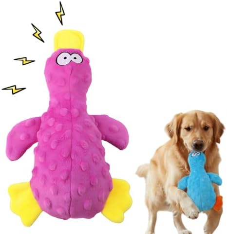 Cecurpo Interactive Squeaky Duck Dog Toy with Built-in Sound for Aggressive Chewer (Purple)
