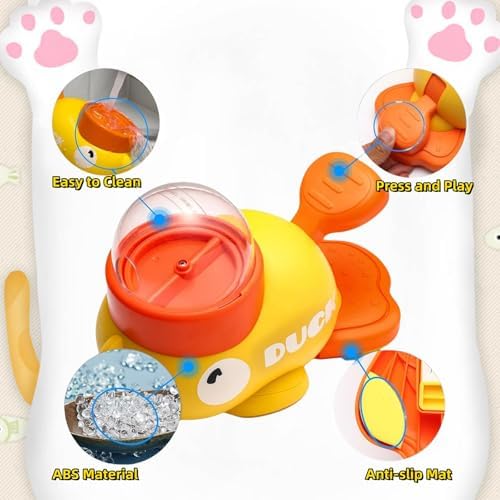 Duck Cat Treat Dispenser, Little Yellow Duck Cat Toy Treat Feeder, Ducks Puzzle Feeder for Cats, Interactive Ducks-Shaped Puzzle Feeder for Dogs, Slow Feeder for Pet Eating & Iq Training (Yellow)