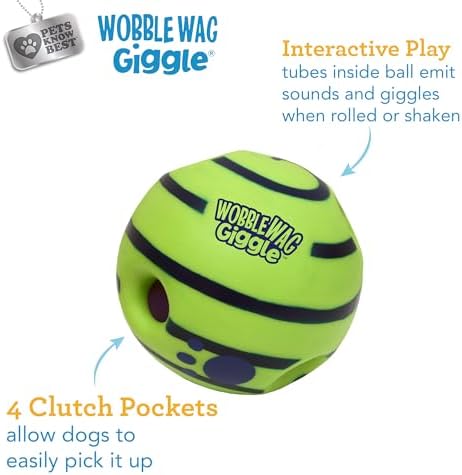 Wobble Wag Giggle Ball, Interactive Dog Toy, Fun Giggle Sounds When Rolled or Shaken, Pets Know Best, As Seen On TV