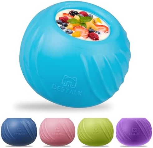Long-Lasting Dog Lick Toy, Wobbly Dog Enrichment Lick Bowl to Keep Dogs Busy, Interactive Stuffable Dog Treat Feeder for Boredom, Silicone Treat Dispensing Chew Toy(Light Blue,M)