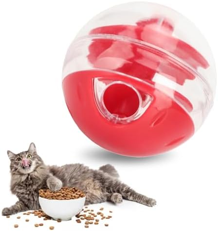TITA-DONG Interactive Cat Treat Dispensing Puzzle Ball Toy, Adjustable Leakage Mouth Slow Feeder for Kitten Training