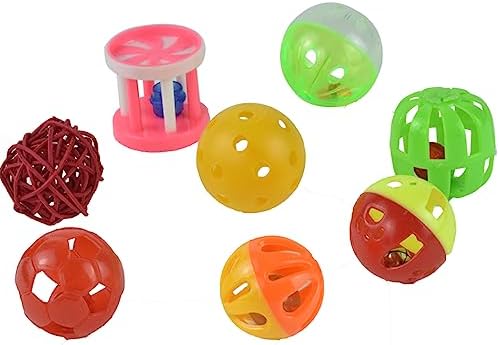 8pcs Bird Cat Ball Toy with Bell Parakeets Foraging Foot Talon Training Set