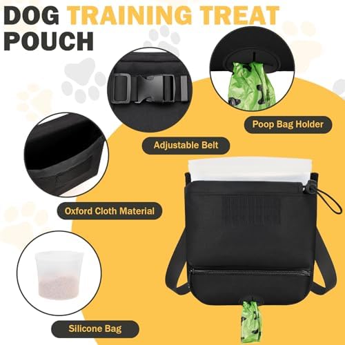 Dog Treat Pouch with 2-Cup Silicone Liner Pet Training Fanny Pack
