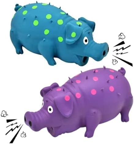 Squeaky Pig Dog Toys, 2 Pack Grunting Pig Dog Toy that Oinks Grunts for Small Medium Large Dogs, Grunting Pig Sound Play Dog Toy