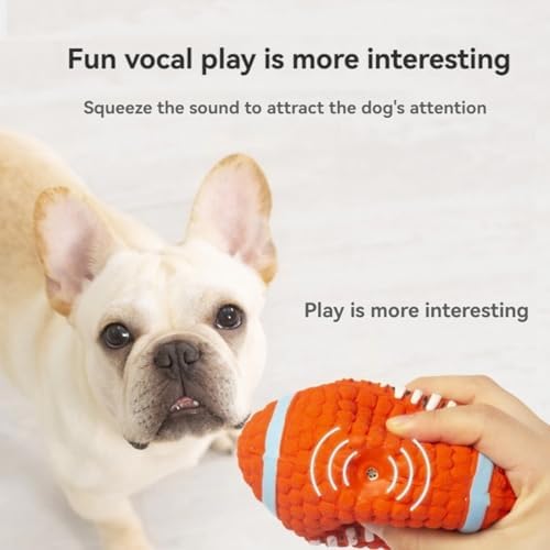 Squeaky Chew Dog Toys Interactive Sports Balls with Squeaker Soft Latex Rubber Bouncy Fetch Ball Toy (Soccer, Volleyball, Football, Tennis) for Puppy & Dog (Soccer+Football,Small)