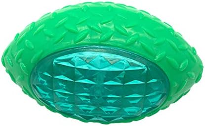 Dog Puppy Rubber Football Shape LED Light Sound Bouncy Ball Tooth Chew Molar Interactive Training Toy Pet Supplies, Green
