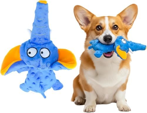 Squeaky Octopus Dog Toy – No Stuffing, Crinkle Sound Plush Chew Toy for Small and Medium Dogs – Durable and Machine Washable – 2 Pack (Blue Elephant)