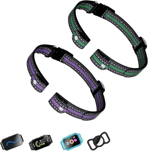 Aikko 2-Pack Replacement Straps for GPS Dog Shock Collar, Purple & Green