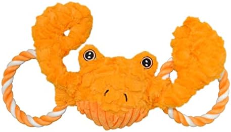 Jolly Pets Tug-A-Mal Crab Squeaky Tug Dog Toy, Small