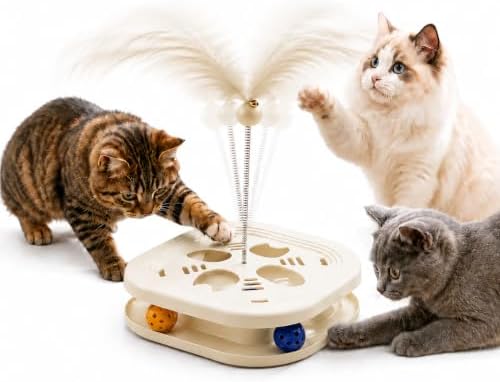 Interactive Cat Toys for Indoor Cats, 2-in-1 (White)