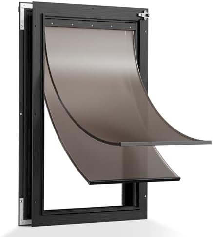 2-Flap Aluminum Extra Large Dog Door for Interior & Exterior Doors | Magnetic Flaps, Dual Locks, Closing Panel, Adjustable Tunnel, Strong Seal, Never Rust, Easy Install, Pet Up 220 LB