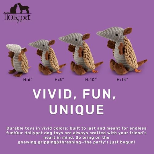 Hollypet Armadillo Squeaky Dog Toys for Medium Large Dogs, 10"