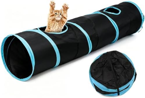 Cat Tunnel, Foldable Rainbow Polyester Interactive Play Toy for Rabbits