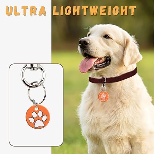 tag8 QR Code ID Tag for Dogs & Cats, Real-Time Scan Alerts, Online Pet Info Access, No Subscription or Fees, Durable Pet Tag for Collars - Orange