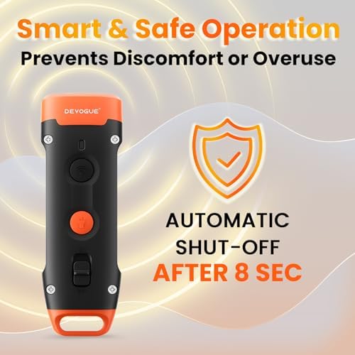DEVOGUE® Dog Bark Deterrent Devices – Rechargeable Anti Barking Device for Dogs – 10 to 12 Meter Long Range Ultrasonic Dog Bark Deterrent - Correct Your Dog's Bad Behavior Instantly with A Button