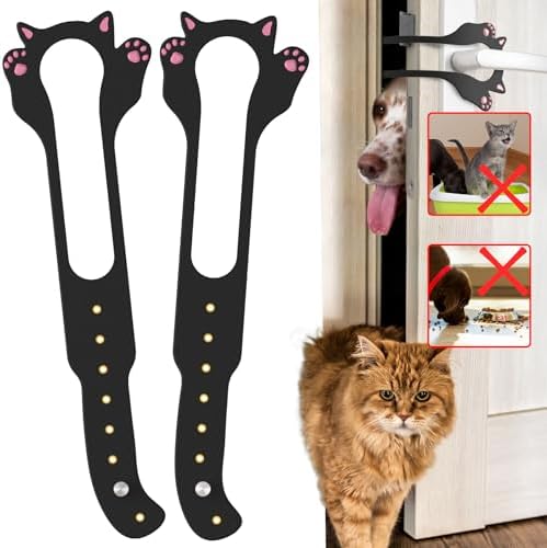 Elilier Cat Door Latch Holder, 8 Adjustable Sizes Flexible Cat Door Stopper | Keep Door Open 1.5" to 8", Let's Cats in and Keeps Dogs Out of Litter & Food, No Tool Required & No Wall Damage