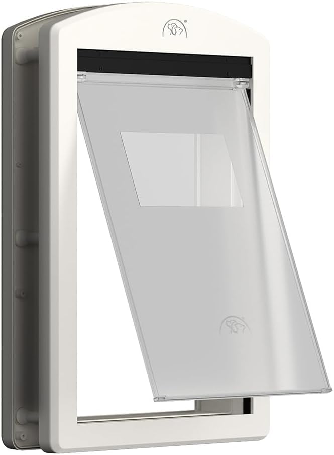 Large Dog Door for Door with Sliding Lock Panel and Magnetic Flap