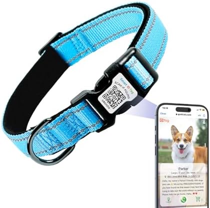 Waterproof Apple Air Tag Compatible Anti-Loss Dog Collar with scannable QR Code ID tag; Reflective Safety; Comfortable fit and Adjustable; Durable Dragon, Suitable for from XXS to XL(Blue ;S)