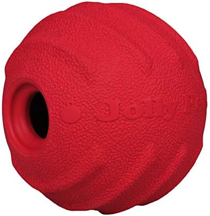 Jolly Pets Tuff Tosser Bouncing Ball Tog Toy/Treat Holder, 4 Inches, Red, All Breed Sizes