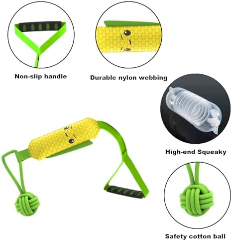 ETIAL Interactive Dog Tug Toy,Indestructible Dog Toys for Aggressive Chewers,Tough Squeaky Dog Rope Toys for Training,Tug of War Dog Toy Balls for Medium & Large Dogs (Corn)