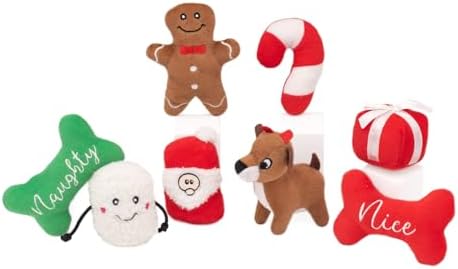 ZippyPaws Holiday Miniz Plush Refills for Hide & Seek Puzzle - Mixed 8 Pack