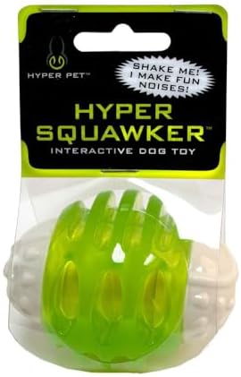 Hyper Pet Squawker Ball Dog Toy, Medium, Green/White