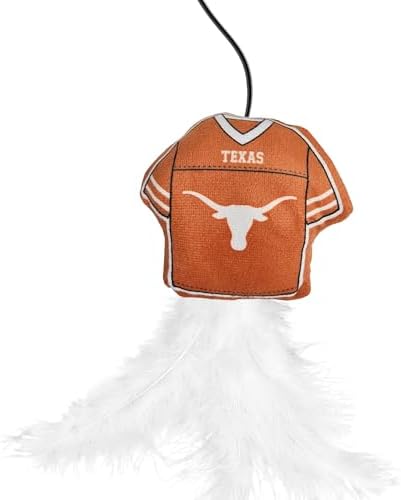Pets First NCAA Texas Longhorns Team Jersey Wand with CAT NIP, Cat Toy Jersey Shaped Plush Teaser Toy for Cats & Kittens - Interactive Pet Toy for Play & Exercise