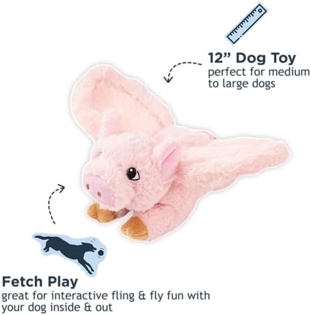 Tall Tails Fling and Fetch Plush Toy for Dogs, Pig