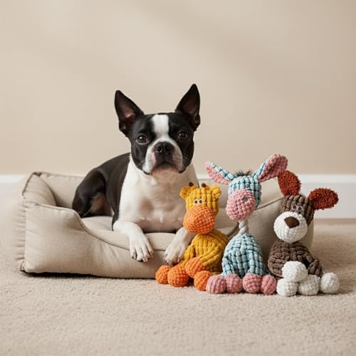 3 Pack Dog Toys Squeaky, Durable Stuffed Plush Puppy Chew Toy